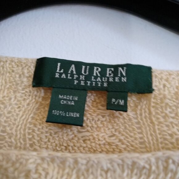 Ladies Petite SZ PM Lauren Ralph Lauren Beige Linen Sweater - Picture 3 of 3